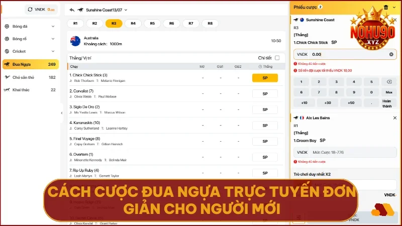 Cách cá cược đua ngựa trực tuyến tại NOHU90 chỉ với vài bước đơn giản