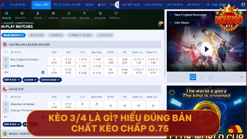 Kèo 3/4 tại NOHU90 là hình thức chấp nửa một giữa hai đội bóng có sự chênh lệch vừa phải