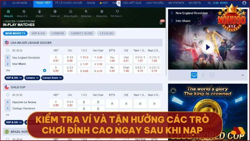 Hướng dẫn nạp tiền NOHU90 chi tiết từ A đến Z cho người mới 4 Kiểm tra ví và tận hưởng các trò chơi đỉnh cao ngay sau khi nạp