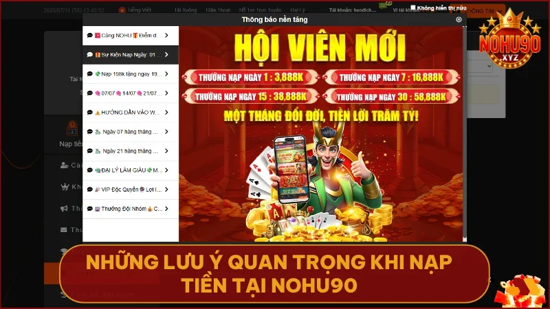 Hướng dẫn nạp tiền NOHU90 chi tiết từ A đến Z cho người mới 5 Ghi nhớ các mẹo an toàn giúp giao dịch nhanh chóng và không gặp lỗi