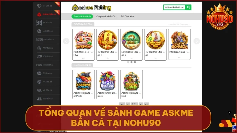 Askme Bắn cá tại NOHU90 là lựa chọn giải trí đa dạng với gameplay hấp dẫn và tỷ lệ thưởng minh bạch