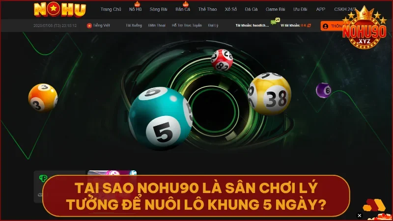 Cách nuôi lô khung 5 ngày tại NOHU90 hiệu quả nhất cho người chơi lô đề online 3 NOHU90 sở hữu tỷ lệ thưởng cao và công cụ hỗ trợ mạnh mẽ cho chiến lược nuôi lô dài hạn